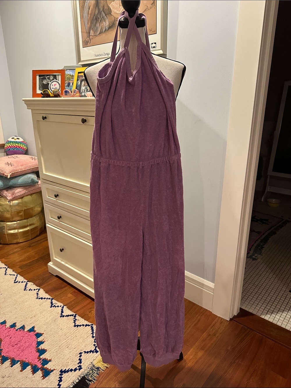Suzi Kondi Mauve Halter Terry Cloth Jumpsuit